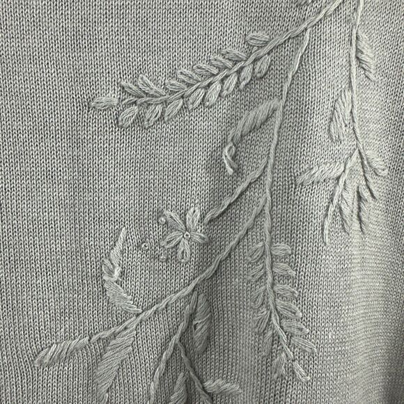 C.M. Shapes Cotton Blend Sleeveless Embroidered Mint Sage Sweater Vest Womens XL - Picture 7 of 7